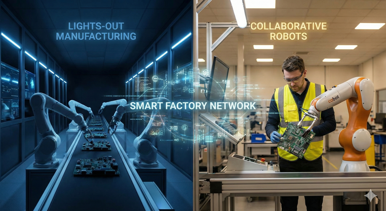 Smart Manufacturing Automation: Lights-Out Factories and Collaborative Robots
