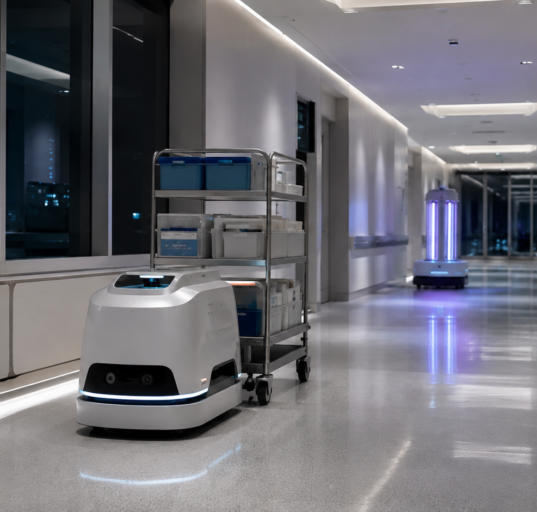 Hospital Logistics Robots Cleaning, Delivery, and Disinfection